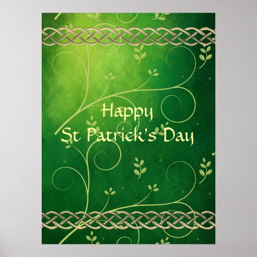 Keltische groene knoppen en bladeren poster (Voorkant)