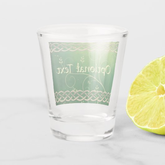 Keltische groene knoppen en bladeren shot glas (Achterkant)