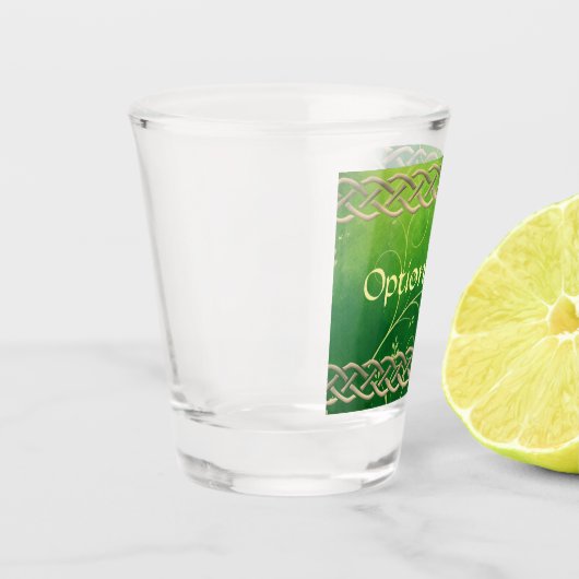 Keltische groene knoppen en bladeren shot glas (Links)