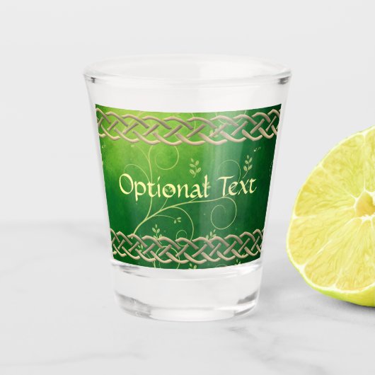 Keltische groene knoppen en bladeren shot glas (Voorkant)