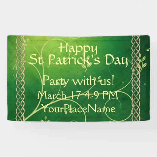 Keltische groene knoppen en bladeren spandoek (Horizontaal)