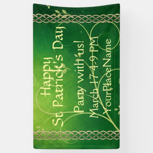 Keltische groene knoppen en bladeren spandoek (Verticaal)