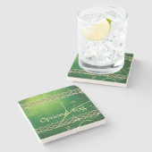 Keltische groene knoppen en bladeren stenen onderzetter (Zijkant)