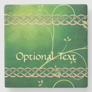Keltische groene knoppen en bladeren stenen onderzetter