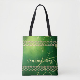 Keltische groene knoppen en bladeren tote bag