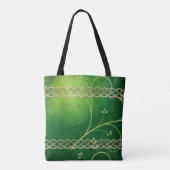 Keltische groene knoppen en bladeren tote bag (Achterkant)