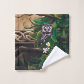 Keltische Groene Man Uil Bad Handdoek (Wasdoekje)