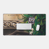 Keltische Groene Man Uil Bureaumat (Keyboard & Muis)