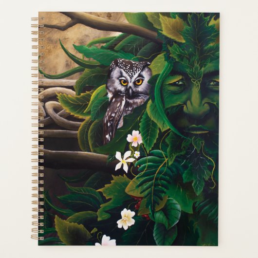 Keltische Groene Man Uil Planner (Voorkant)