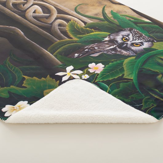 Keltische Groene Man Uil Sherpa Deken (3/4)