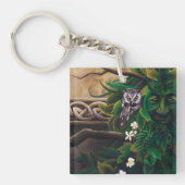 Keltische Groene Man Uil Sleutelhanger (Voorkant)