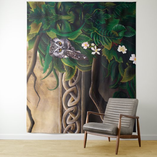 Keltische groene Man Uil Wandkleed (In situ)