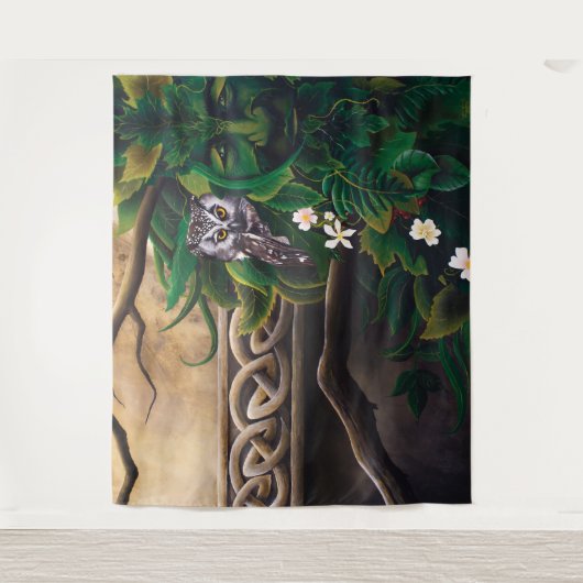 Keltische groene Man Uil Wandkleed (Voorkant)