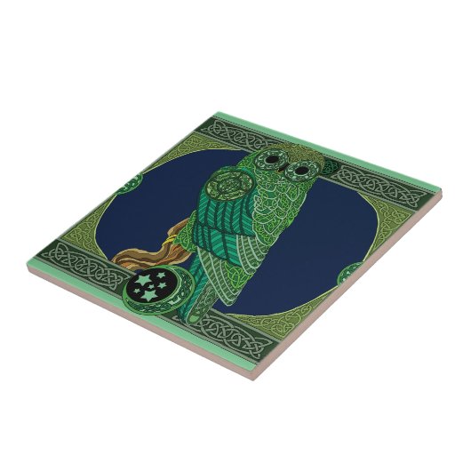 Keltische Groene Oil Tegeltje (Zijkant)