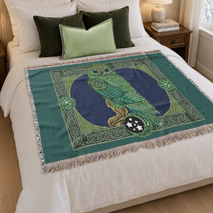 Keltische groene uil knoopwerk Art Nouveau Deken