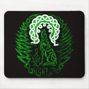 Keltische groene Wolf/maan Muismat