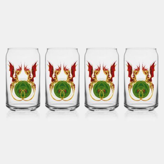 Keltische halve maan en draken blikvorm glas (Voorkant)