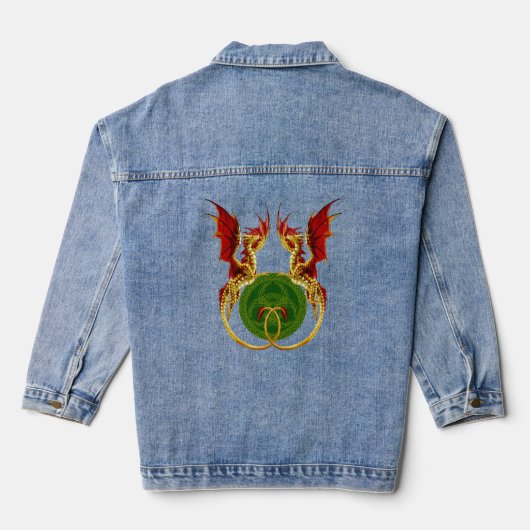 Keltische halve maan en draken denim jacket (Achterkant)