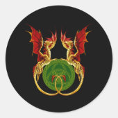 Keltische halve maan en draken ronde sticker (Voorkant)