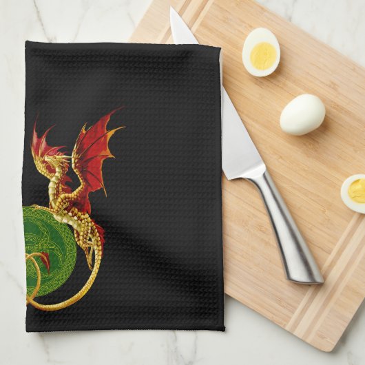 Keltische halve maan en draken theedoek (Quarter Fold)