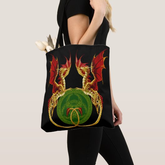 Keltische halve maan en draken tote bag (Dichtbij)
