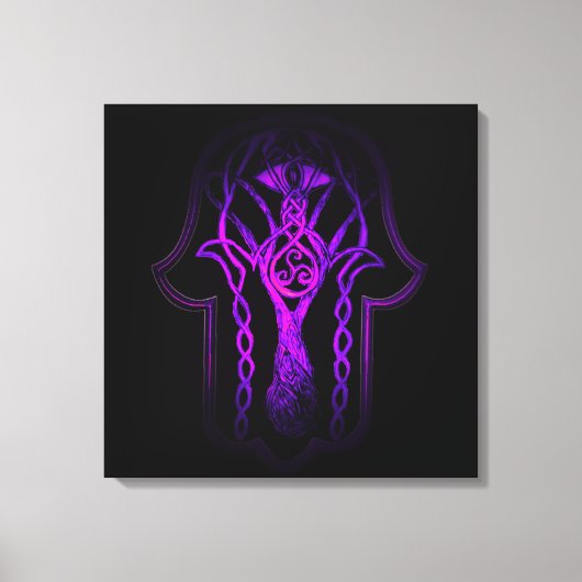 Keltische Hamsa Hand (Paarse) Canvas Afdruk (Voorkant)