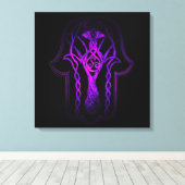 Keltische Hamsa Hand (Paarse) Canvas Afdruk (Insitu (Houten vloer))