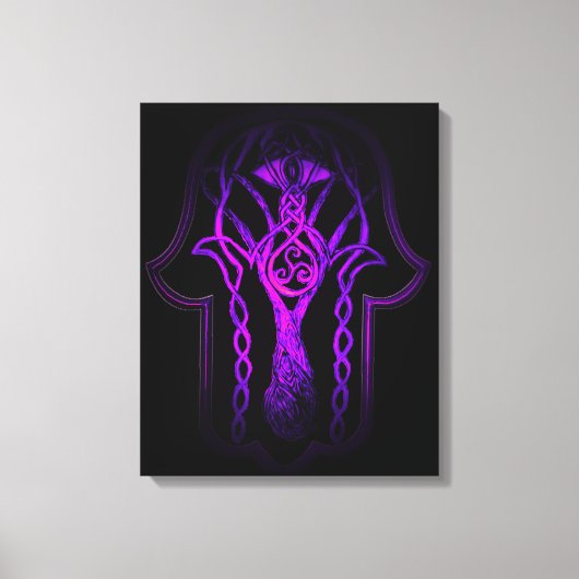 Keltische Hamsa Hand (Paarse) Canvas Afdruk (Voorkant)