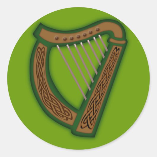 Keltische Harfe celtic harp Ronde Sticker (Voorkant)