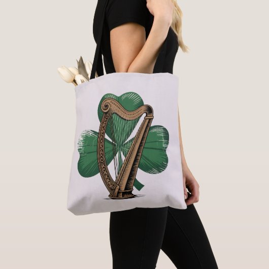 Keltische Harp Shamrock Ierse Erfgoed Tas (Dichtbij)