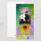 KELTISCHE HART IN PAARS, GROEN, GEEL GOUD GLINSTER FEESTDAGENKAART (Voorkant / Achterkant)