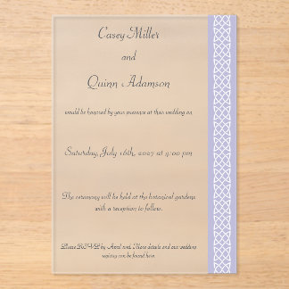 Keltische hartenvlecht in lavendel acrylic bruilof acryl uitnodigingen
