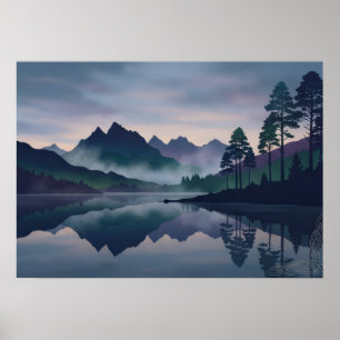 Keltische Hoek Misty Mountain Lake Schotse Kunst Poster
