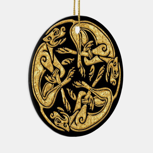 Keltische honden gouden traditionele sierkunst keramisch ornament (Rechts)