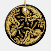 Keltische honden gouden traditionele sierkunst keramisch ornament (Achterkant)