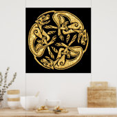 Keltische honden gouden traditionele sierkunst poster (Keuken)
