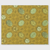 Keltische honden, paarden en vogels in goud cadeaupapier (Vlak)