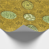 Keltische honden, paarden en vogels in goud cadeaupapier (Hoek)