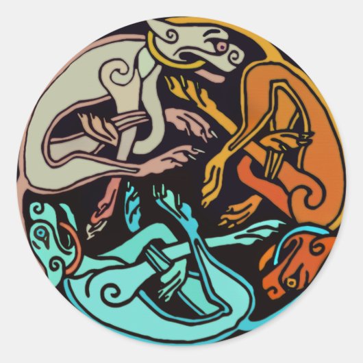 Keltische honden ronde sticker (Voorkant)