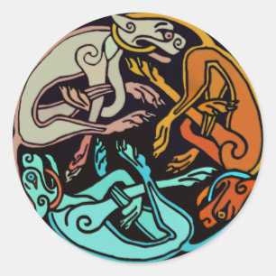 Keltische honden ronde sticker