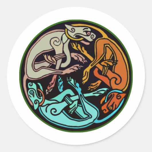 Keltische honden ronde sticker (Voorkant)