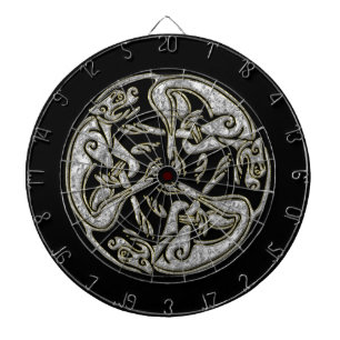 Keltische honden traditioneel siergoud en zilver dartbord