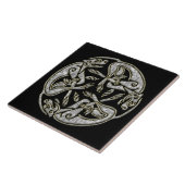 Keltische honden traditioneel siergoud en zilver tegeltje (Zijkant)