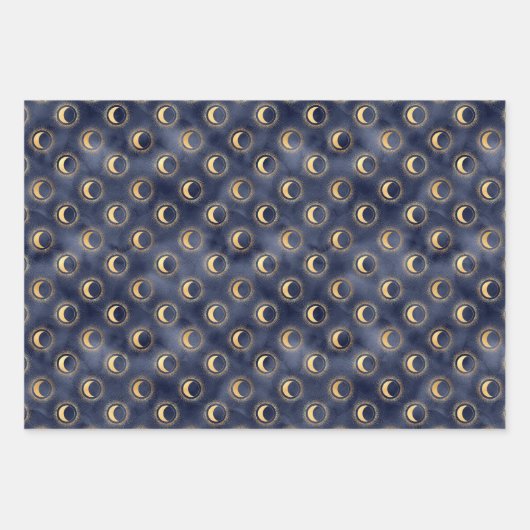 Keltische huiden, donkermarinepapier en goudpapier inpakpapier vel (Voorkant)