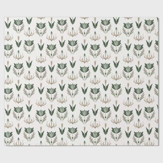 Keltische Ierse Floral Botanical Green Beige Cadeaupapier (Vlak)