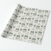 Keltische Ierse Floral Botanical Green Beige Cadeaupapier (Uitgerold)