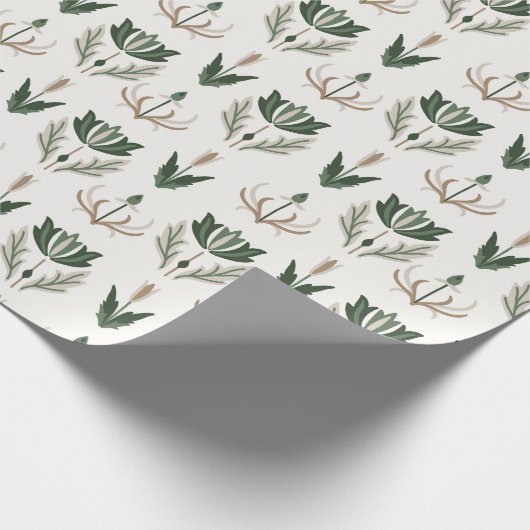 Keltische Ierse Floral Botanical Green Beige Cadeaupapier (Hoek)