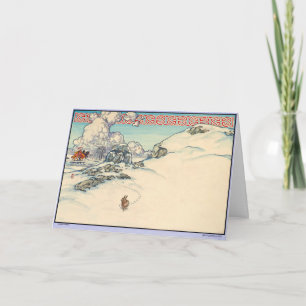 Keltische Ierse kerstkaart Winterkonijn Feestdagen Kaart