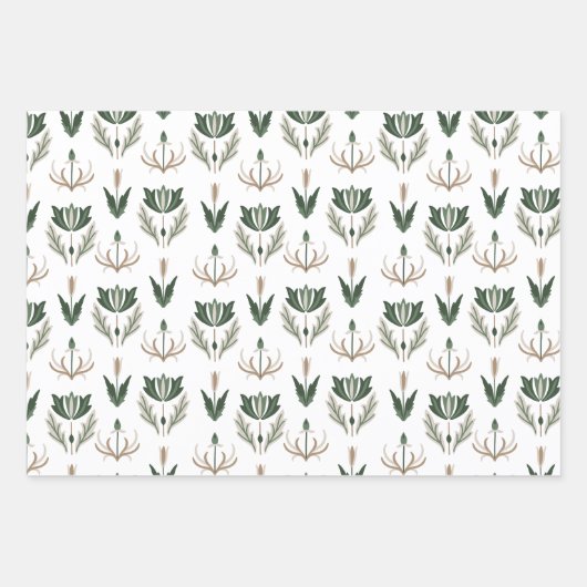 Keltische IRISH bloemen groen bruine beige Inpakpapier Vel (Voorkant)
