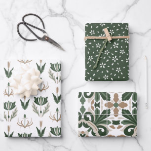 Keltische IRISH bloemen groen bruine beige Inpakpapier Vel